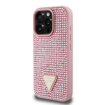 Apple iPhone 16 Pro Kılıf Guess Orjinal Lisanslı Taşlı Arka Yüzey Üçgen Logolu Kapak