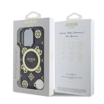 Apple iPhone 16 Pro Kılıf Guess Orjinal Lisanslı M-safe Şarj Özellikli IML Peony ve 4G Desenli Klasik Logolu Kapak