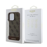 Apple iPhone 16 Pro Kılıf Guess Orjinal Lisanslı M-safe Şarj Özellikli PU Deri Şerit Logo Dizaynlı Kapak