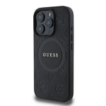 Apple iPhone 16 Pro Kılıf Guess Orjinal Lisanslı M-safe Şarj Özellikli Yazı Logolu Saffiano Peony Kapak