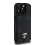 Apple iPhone 16 Pro Kılıf Guess Orjinal Lisanslı M-safe Şarj Özellikli Sıcak Baskılı Üçgen Logolu PU Deri Peony Kapak