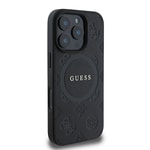 Apple iPhone 16 Pro Kılıf Guess Orjinal Lisanslı M-safe Şarj Özellikli Yazı Logolu Saffiano Peony Kapak