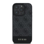 Apple iPhone 16 Pro Kılıf Guess Orjinal Lisanslı M-safe Şarj Özellikli PU Deri Şerit Logo Dizaynlı Kapak