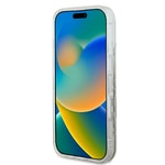 Apple iPhone 16 Pro Kılıf Guess Orjinal Lisanslı M-safe Şarj Özellikli Sıvılı Simli Çiçek Desenli Kapak