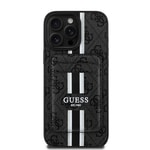 Apple iPhone 16 Pro Kılıf Guess Orjinal Lisanslı M-safe Şarj Özellikli 4G Desenli Çizgili Kartlıklı Kapak