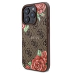 Apple iPhone 16 Pro Kılıf Guess Orjinal Lisanslı M-safe Şarj Özellikli Gül Baskılı 4G Desenli Yazı Logolu Kapak
