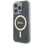 Apple iPhone 16 Pro Kılıf Guess Orjinal Lisanslı M-safe Şarj Özellikli Yazı Logolu 4G Desenli Kapak