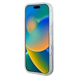 Apple iPhone 16 Pro Kılıf Guess Orjinal Lisanslı M-safe Şarj Özellikli Sıvılı Simli Çiçek Desenli Kapak