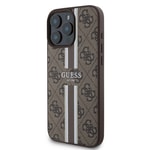 Apple iPhone 16 Pro Kılıf Guess Orjinal Lisanslı M-safe Şarj Özellikli 4G Şerit Tasarımlı Printed Kapak