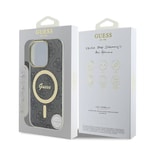 Apple iPhone 16 Pro Kılıf Guess Orjinal Lisanslı M-safe Şarj Özellikli Yazı Logolu 4G Desenli Kapak