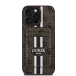 Apple iPhone 16 Pro Kılıf Guess Orjinal Lisanslı M-safe Şarj Özellikli 4G Desenli Çizgili Kartlıklı Kapak
