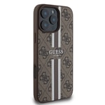 Apple iPhone 16 Pro Kılıf Guess Orjinal Lisanslı M-safe Şarj Özellikli 4G Şerit Tasarımlı Printed Kapak