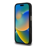 Apple iPhone 16 Pro Kılıf Guess Orjinal Lisanslı PU Deri Taşlı Üçgen Logo 4G Desenli Kamera Standlı Kapak