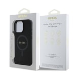 Apple iPhone 16 Pro Kılıf Guess Orjinal Lisanslı M-safe Şarj Özellikli Yazı Logolu Saffiano Classic Kapak