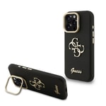 Apple iPhone 16 Pro Kılıf Guess Orjinal Lisanslı Grained Yazı Logolu Kamera Standlı Kapak