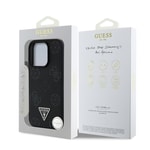 Apple iPhone 16 Pro Kılıf Guess Orjinal Lisanslı M-safe Şarj Özellikli Sıcak Baskılı Üçgen Logolu PU Deri Peony Kapak
