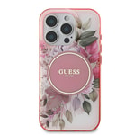 Apple iPhone 16 Pro Kılıf Guess Orjinal Lisanslı M-safe Şarj Özellikli Flower Tonal Circle Kapak