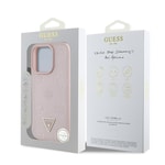 Apple iPhone 16 Pro Kılıf Guess Orjinal Lisanslı M-safe Şarj Özellikli Sıcak Baskılı Üçgen Logolu PU Deri Peony Kapak