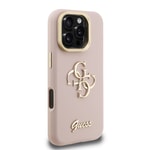 Apple iPhone 16 Pro Kılıf Guess Orjinal Lisanslı Grained Yazı Logolu Kamera Standlı Kapak