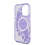 Apple iPhone 16 Pro Kılıf Guess Orjinal Lisanslı M-safe Şarj Özellikli IML Baskılı Çiçek İnci Bileklikli Kapak