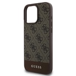 Apple iPhone 16 Pro Kılıf Guess Orjinal Lisanslı M-safe Şarj Özellikli PU Deri Şerit Logo Dizaynlı Kapak