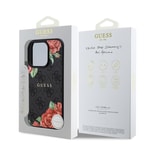 Apple iPhone 16 Pro Kılıf Guess Orjinal Lisanslı M-safe Şarj Özellikli Gül Baskılı 4G Desenli Yazı Logolu Kapak