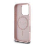 Apple iPhone 16 Pro Kılıf Guess Orjinal Lisanslı M-safe Şarj Özellikli Sıcak Baskılı Üçgen Logolu PU Deri Peony Kapak