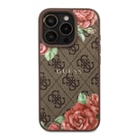Apple iPhone 16 Pro Kılıf Guess Orjinal Lisanslı M-safe Şarj Özellikli Gül Baskılı 4G Desenli Yazı Logolu Kapak