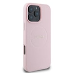 Apple iPhone 16 Pro Kılıf Guess Orjinal Lisanslı M-safe Şarj Özellikli Yazı Logolu Grained Kapak