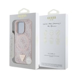 Apple iPhone 16 Pro Kılıf Guess Orjinal Lisanslı M-safe Şarj Özellikli PU Üçgen Logo 4G Desenli Kapak