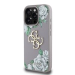 Apple iPhone 16 Pro Kılıf Guess Orjinal Lisanslı Gül Baskılı Büyük Metal Logo Dizaynlı Kapak