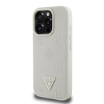 Apple iPhone 16 Pro Kılıf Guess Orjinal Lisanslı M-safe Şarj Özellikli Sıcak Baskılı Üçgen Logolu PU Deri Peony Kapak