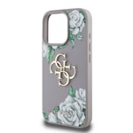 Apple iPhone 16 Pro Kılıf Guess Orjinal Lisanslı Gül Baskılı Büyük Metal Logo Dizaynlı Kapak