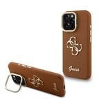 Apple iPhone 16 Pro Kılıf Guess Orjinal Lisanslı Grained Yazı Logolu Kamera Standlı Kapak