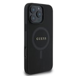 Apple iPhone 16 Pro Kılıf Guess Orjinal Lisanslı M-safe Şarj Özellikli Yazı Logolu Saffiano Classic Kapak