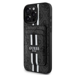 Apple iPhone 16 Pro Kılıf Guess Orjinal Lisanslı M-safe Şarj Özellikli 4G Desenli Çizgili Kartlıklı Kapak