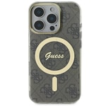 Apple iPhone 16 Pro Kılıf Guess Orjinal Lisanslı M-safe Şarj Özellikli Yazı Logolu 4G Desenli Kapak