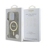 Apple iPhone 16 Pro Kılıf Guess Orjinal Lisanslı M-safe Şarj Özellikli Yazı Logolu 4G Desenli Kapak