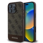 Apple iPhone 16 Pro Kılıf Guess Orjinal Lisanslı M-safe Şarj Özellikli PU Deri Şerit Logo Dizaynlı Kapak