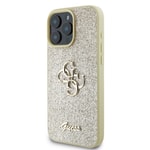 Apple iPhone 16 Pro Kılıf Guess Orjinal Lisanslı 4G Büyük Metal Logolu Glitter Kapak