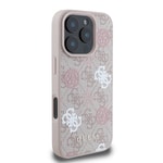 Apple iPhone 16 Pro Kılıf Guess Orjinal Lisanslı M-safe Şarj Özellikli 4G Desenli Yazı Logolu Peony Kapak