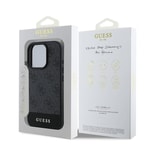 Apple iPhone 16 Pro Kılıf Guess Orjinal Lisanslı M-safe Şarj Özellikli PU Deri Şerit Logo Dizaynlı Kapak