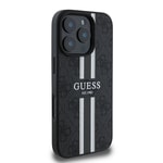 Apple iPhone 16 Pro Kılıf Guess Orjinal Lisanslı M-safe Şarj Özellikli 4G Şerit Tasarımlı Printed Kapak