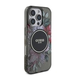 Apple iPhone 16 Pro Kılıf Guess Orjinal Lisanslı M-safe Şarj Özellikli IML Baskılı Çiçek İnci Bileklikli Kapak