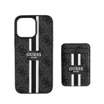 Apple iPhone 16 Pro Kılıf Guess Orjinal Lisanslı M-safe Şarj Özellikli 4G Desenli Çizgili Kartlıklı Kapak