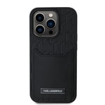 Apple iPhone 16 Pro Kılıf Karl Lagerfeld Orjinal Lisanslı Kartlıklı Monogram Sıcak Damgalı Elongated Logo Kapak