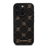 Apple iPhone 16 Pro Kılıf Karl Lagerfeld Orjinal Lisanslı M-safe Şarj Özellikli PU Deri Karl Heads Desenli Klasik Logolu Kapak