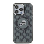 Apple iPhone 16 Pro Kılıf Karl Lagerfeld Orjinal Lisanslı M-safe Şarj Özellikli IML Baskılı Metal Monogram KC Heads Kapak