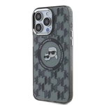 Apple iPhone 16 Pro Kılıf Karl Lagerfeld Orjinal Lisanslı M-safe Şarj Özellikli IML Baskılı Metal Monogram KC Heads Kapak