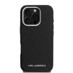 Apple iPhone 16 Pro Kılıf Karl Lagerfeld Orjinal Lisanslı PU Deri Damgalı Metal Yazı Logolu Kapak